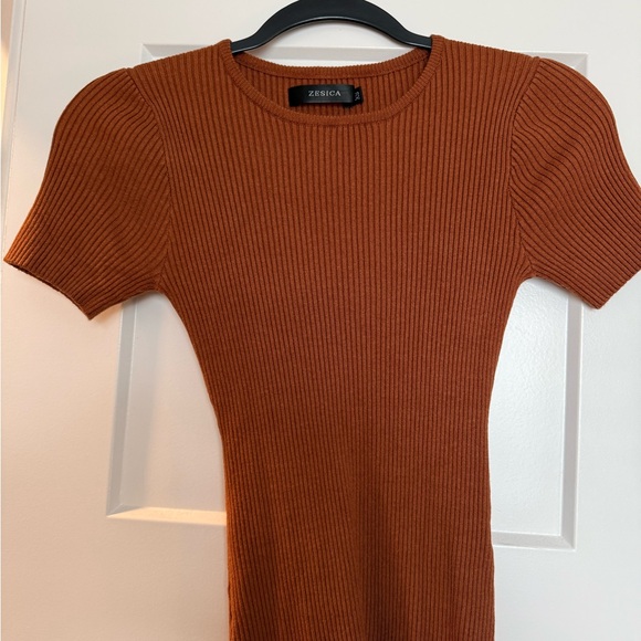 Women's Ribbed Knit Top - Rust - Picture 1 of 1